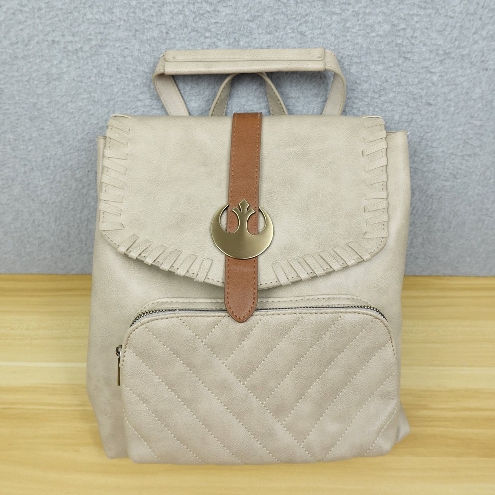 Star Wars Rey Mini Backpack Bag Beige Convertible Faux Leather Bioworld Ep 9